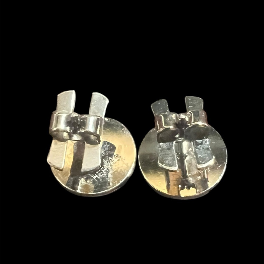 Pink and Silver Hermes Eclipse Round Earrings - Picture 3 of 4